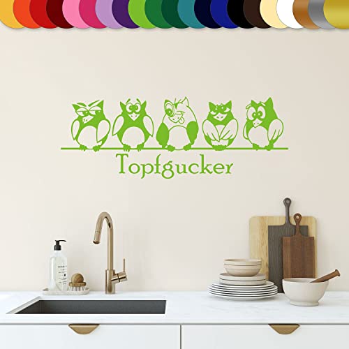 Sunnywall Wandtattoo Topfgucker Eulen Vögel Kochen Küche Essen Wandsticker Lindgrün Gr1 von Sunnywall