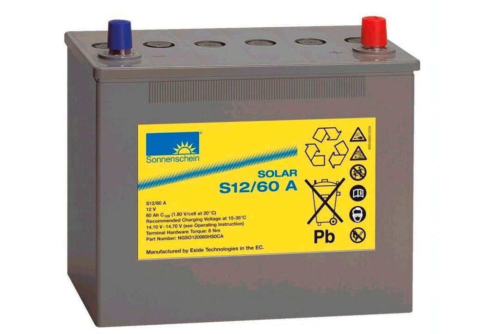 Sunset Solar-Gel-Batterie 60 Ah Solarakkus (12 V), Zum Anschluss von Solarmodulen und Stromsets von Sunset