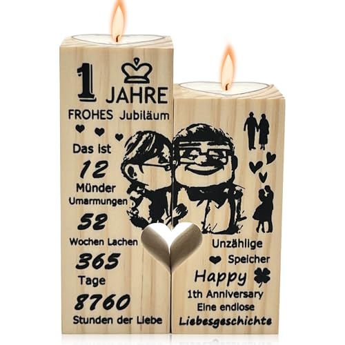 1 Jahrestag Geschenk für sie,1. Hochzeitstag Geschenke,Geschenke für Freundin,Jahrestag Geschenk für ihn,Geschenke für Frauen deko Kerzen,Kerzenständer aus Holz Geschenke,1. Hochzeit Deko von Sunshine smile