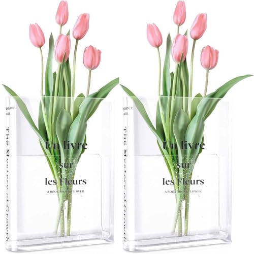 2 Stücke Book Vase,Vase Buchform,Book Vase for Flowers,Klare Buchvase,Transparente Buchvase,Buchförmige Vase Aus Acryl,Vase Buch Transparent,Durchsichtige Buch Vase. von Sunshine smile