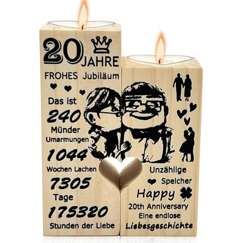 20 Jahrestag Geschenk für sie,20. Hochzeitstag Geschenke,Geschenke für Freundin,Jahrestag Geschenk für ihn,Geschenke für Frauen deko Kerzen,Kerzenständer aus Holz Geschenke,20. Hochzeit Deko von Sunshine smile