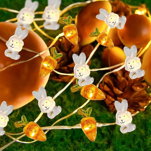 Lichterkette Ostern,2M 20LED Micro Oster Lichterkette,Osterdekoration Lichterkette,Osterdeko LED Lichterkette,LED Bunny Karotte Lichterkette,Osterhasen Karotten Lichterkette,A19 von Sunshine smile