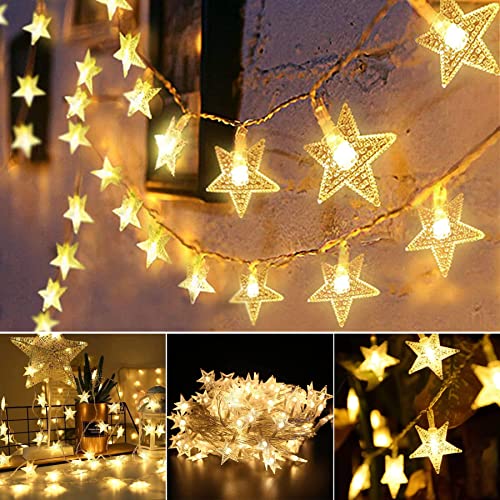 Sunshine smile 6 Meter 40LED Weihnachten Sterne Lichterkette, Weihnachten Lichterketten, LED Batteriebetriebene Lichterketten,Wasserdicht Außen Innen Sterne Lichterketten für Weihnachtsbaum Hochzeit von Sunshine smile