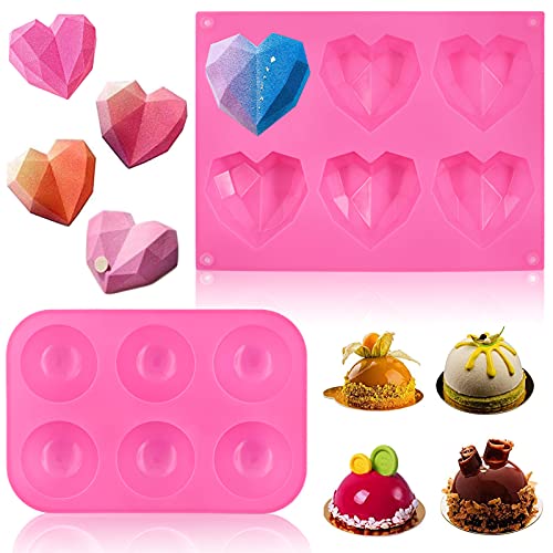 Sunshine smile Silikonform Herzform 2 Stück,3D Herz Kuchenform,Backform,Wiederverwendbare Silikon-Backformform, Silikonform Muffinform zum DIY Cakesicle Kuchen,Muffincups, Schokolade von Sunshine smile