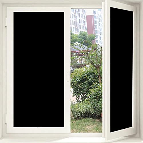 Fensterfolie Selbsthaftend Schwarz,Verdunkelungsfolie Blickdicht,Sonnenschutzfolie Fenster innen UV-Schutz Reflektierende,für Schlafzimmer Badezimmer dachfenster verdunkelung (Schwarz, 44.5 x 200cm) von SupBiky