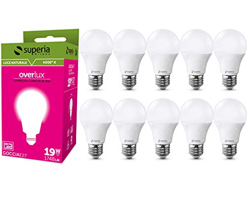 Superia E27 LED Drop Bulb, 19W (Äquivalent 100W), natürliches Licht 4000K, 1748 lumen, SG27N, 10er-Pack von Superia Milano