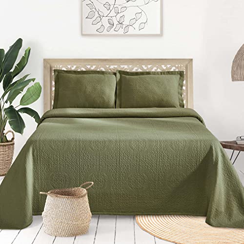 Superior Baumwolle Fleur de Lis Tagesdecke Set, warme Decken, Ganzjahres-Bettwäsche, Schlafzimmer Dekor, dekorative Boho-Medaillon-Decke, inklusive 1 Tagesdecke, 2 Kissenbezüge, Full, Salbei Superior Baumwolle Fleur de Lis Tagesdecke Set, warme Decken, Ganzjahres-Bettwäsche, Schlafzimmer Dekor, dekorative Boho-Medaillon-Decke, inklusive 1 Tagesdecke, 2 Kissenbezüge, Full, Salbei von Superior