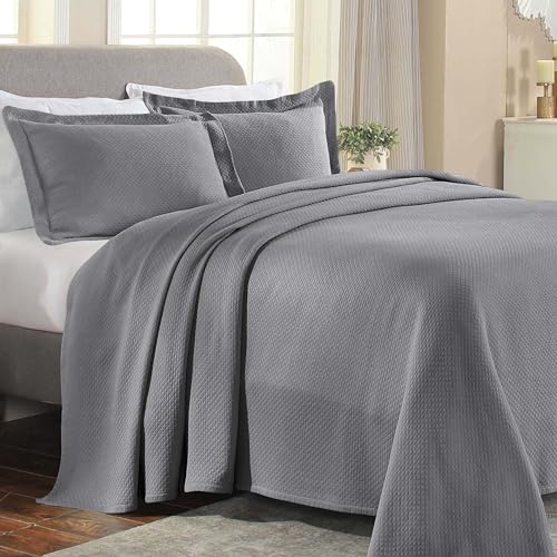 Superior Übergroßes Premium-Tagesdecken-Set, Diamant-Solitär-Jacquard-Design, weich, atmungsaktiv, für alle Jahreszeiten, passende Kissenbezüge, leichte und gemütliche Bettwäsche, Kingsize, Grau Superior Übergroßes Premium-Tagesdecken-Set, Diamant-Solitär-Jacquard-Design, weich, atmungsaktiv, für alle Jahreszeiten, passende Kissenbezüge, leichte und gemütliche Bettwäsche, Kingsize, Grau von Superior