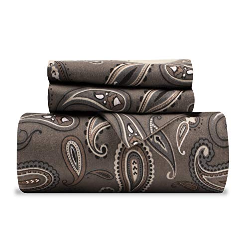 Superior - Flanell-Bettbezugsset, 229 x 234 cm, Baumwolle, graues Paisleymuster Superior - Flanell-Bettbezugsset, 229 x 234 cm, Baumwolle, graues Paisleymuster von Superior