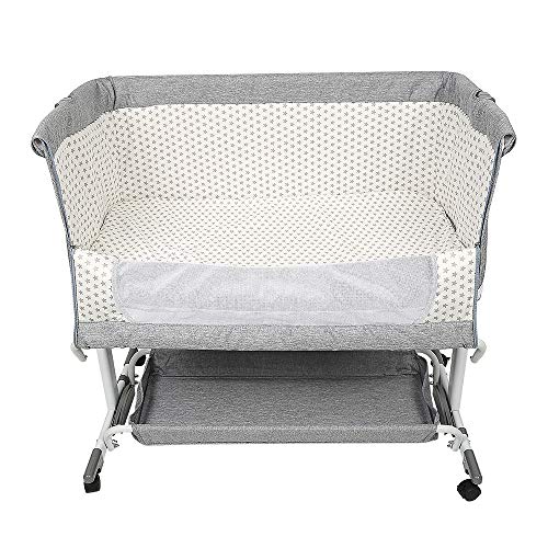 Cododo 3-in-1 Kinderbett Cododo mit Matratze und Moskitonetz, Höhenverstellung, Mobile Babywiege für Neugeborene/Säugling, Cododo-Bett mit Aufbewahrungskorb (95 x 58 x 74 – 90 cm, grau) von Supfine