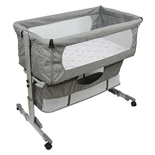 Kinderbett Cododo, 3-in-1 Wiege Cododo mit Matratze und Moskitonetz, Höhenverstellung, Mobile Babywiege für Neugeborene/Säugling, mit Aufbewahrungskorb (92 x 58 x 70 – 90 cm, Dunkelgrau) von Supfine