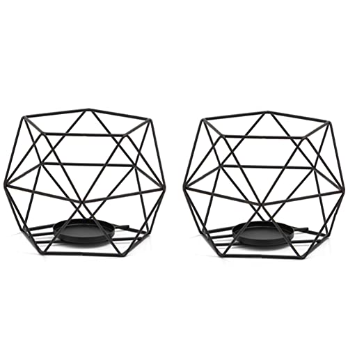 Teelichthalter Kerzenhalter 2er Set - Geometrisches Teelichter Metall Laterne Kerzenständer Stumpenkerze Windlicht Modern Eisen Kerzenleuchter,Esstisch Deko Tischdeko Party Hochzeit Wohnzimmer,Schwarz Teelichthalter Kerzenhalter 2er Set - Geometrisches Teelichter Metall Laterne Kerzenständer Stumpenkerze Windlicht Modern Eisen Kerzenleuchter,Esstisch Deko Tischdeko Party Hochzeit Wohnzimmer,Schwarz von Surakey