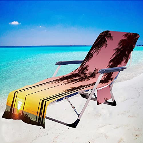 Surwin Schonbezug Für Gartenliege Strandliegenauflage Frottee Liegenauflage Stuhl Strandtuch Sun Lounger Bezug mit Tasche Sporthandtuch, für Sommer Schwimmen Garten (75x210cm,Rosa) von Surwin