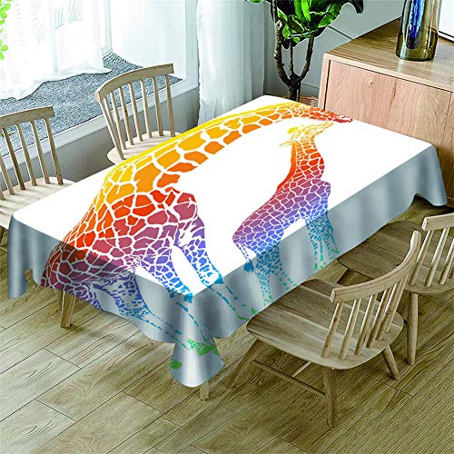 Surwin Tischdecke 3D Druck Rechteckig Tischdecken Wasserdicht Lotuseffekt Abwischbar Abwaschbar Tischtuch für Küche Outdoor Garten Weihnachten Dekoration (Giraffe,140x140cm) von Surwin