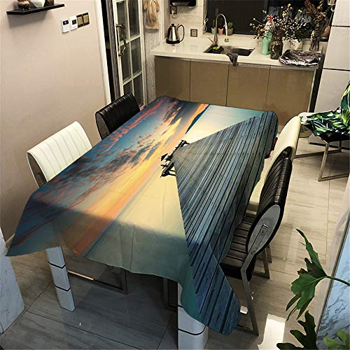 Surwin Tischtuch Drucken Tischdecke, Rechteckige Tischdecke Fleckschutz Pflegeleicht Abwaschbar Wählbar für Home Küche Dekoration (Brücke 4,60x60cm) von Surwin