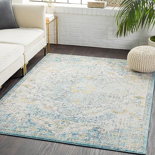 Surya Asmara Vintage Teppich - Orientalischer Teppich Wohnzimmer, Esszimmer, Schlafzimmer - orientalischer Boho Teppich, Kurzflor Teppich für einfache Pflege - Teppich Groß 120x170cm in Hellbeige von Surya