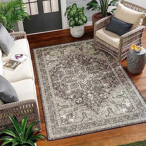 Surya Outdoor Teppich wetterfest, Demre - In und Outdoor Teppich für Balkon, Terrasse, Garten, Küche - Outdoor Teppich Boho Style, Teppich für draußen - Teppich Charcoal, 120x170cm von Surya