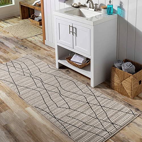 Surya Durban Teppich Wohnzimmer Modern – Abstrakt Design in Marmor Optik für Esszimmer, Schlafzimmer, Wohnzimmerteppich – weicher Marmor Teppich Groß 80x220cm Carpet, Teppich Beige von Surya