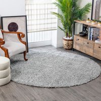 Surya Hochflor-Teppich "UNI CHIC 2300", rund, Flauschig, Langflor, Weich, Wohnzimmer Flurteppich, Grau von Surya