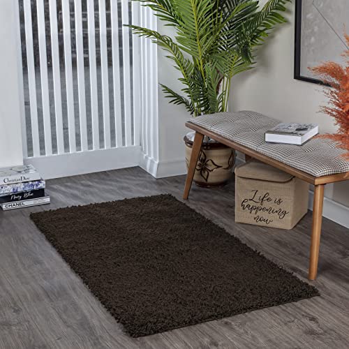 Surya Home Flauschiger Teppich - Shaggy Teppich für Wohnzimmer,Schlafzimmer, Esszimmer, Berber Abstrakter Langflor Hochflor Teppich Weiss flauschig - Teppich Groß 100x200cm Carpet in Braun von Surya