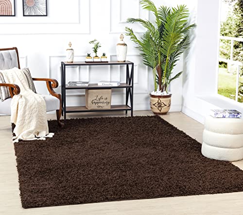 Surya Home Flauschiger Teppich - Shaggy Teppich für Wohnzimmer,Schlafzimmer, Esszimmer, Berber Abstrakter Langflor Hochflor Teppich Weiss flauschig - Teppich Groß 120x170cm Carpet in Braun von Surya