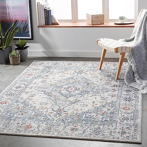 Surya London Vintage Teppich - Teppich Wohnzimmer, Esszimmer, Flur, Rugs Living Room - Boho Teppich Orientalisch Style, Kurzflor Carpet - Bunter Teppich Grau, Braun, 200x275cm von Surya