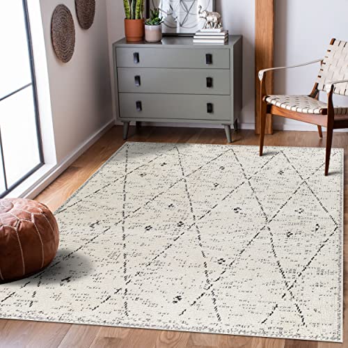 Surya Plano Geometrischer Teppich - Teppich modern Wohnzimmer, Esszimmer, Schlafzimmer - weicher Abstrakt Boho Teppich, Kurzflor Teppich für einfache Pflege - Teppich groß 160x213cm in Elfenbein von Surya