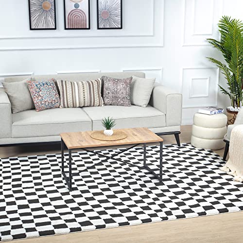 Surya Pula Teppich Schlafzimmer, Wohnzimmer, Esszimmer, Flur - Moderne Boho Teppich Geometrisches Muster - Weicher Skandinavisch Wohnzimmerteppich Schwarz, Weiß - Carpet 160x213cm Groß Teppich von Surya