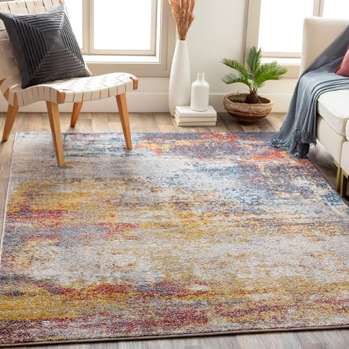 Surya Sarasota Teppich Läufer Modern – Abstrakt Design in Marmor Optik für Esszimmer, Schlafzimmer, Wohnzimmerteppich – weicher Marmor Teppich Groß 80x220cm Carpet, Teppich, Blau von Surya