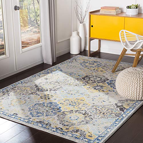 Surya Sicily Vintage Teppich groß - Teppiche Wohnzimmer, Esszimmer, Flur, Carpet Living Room - Orientalischer Teppich Boho Style - Bunter Muster, Navy, Mustard, Teal, Light Beige 120x170cm von Surya