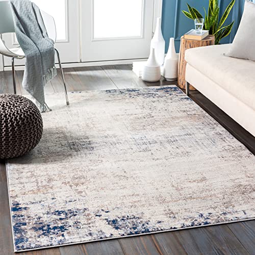 Surya Utrecht Teppich Wohnzimmer Modern – Abstrakt Design in Marmor Optik für Esszimmer, Schlafzimmer, Wohnzimmerteppich – weicher Marmor Teppich Groß 140x200cm Blau, Grau von Surya