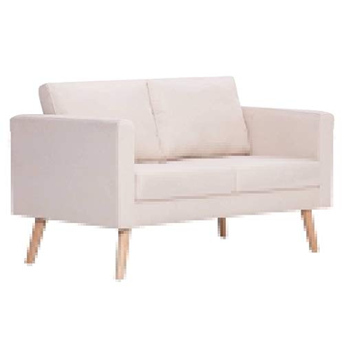 Susany 2-Sitzer-Sofa mit Sitzkissen Polstersofa 116 x 70 x 73 cm,Wohnzimmer Sofa Büro Bettsofa Lounge Couch Schlafcouch | Holzrahmen und Stoff,Cremeweiß von Susany