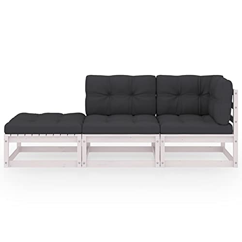 Susany 3-TLG. Garten-Lounge-Set mit Kissen Outdoor-Sofa Loungegruppe Garten-Sitzgruppe Ecksofa Holzsofa Terrassensofa Loungesofa Sofagarnitur Gartenmöbel Kiefer Massivholz von Susany