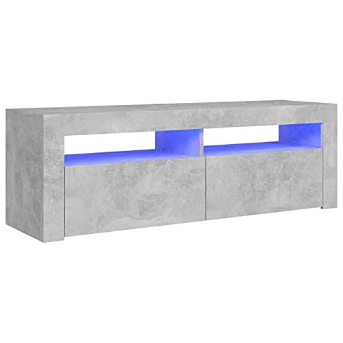 Susany TV Schrank mit LED-Leuchten Fernsehtisch Fernsehschrank Lowboard TV Möbel HiFi-Schrank Sideboard Spanplatte Betongrau 120x35x40 cm von Susany