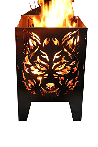 Feuerkorb Feuersäule Design: Wolf Gr. L 30x30x47cm, 8,5kg aus 2mm Rohstahl von SvenskaV