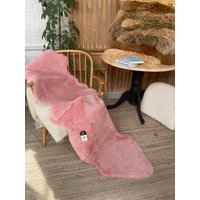 Baby Pink Doppel Kurz Wolle Shearling, Echtes Schaffell, 70 X 180cm von Swedishdalahorse