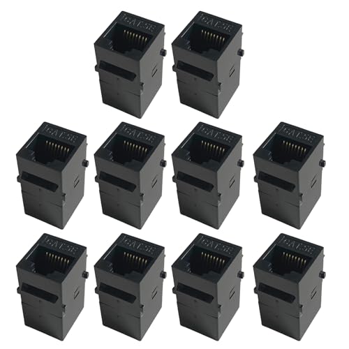 RJ45-Stecker, Cat6, Cat5e, gerade durchgängige Module, Ethernet-Adapter-Verlängerung für Ethernet-Kabel, gerader Adapter, 10 Stück von Sweeaau