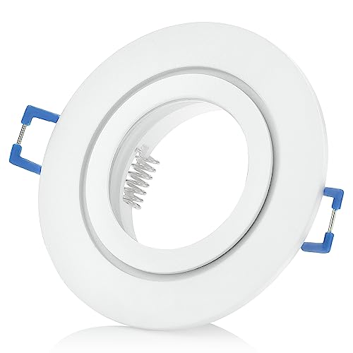 Sweet Led Einbaurahmen inkl. GU10 Fassung 230V IP44 Einbauleuchten-Rahmen Aluminium Einbauspots fürs Bad Möbelleuchten downlight spot – rund, Weiß von Sweet Led