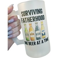 Überlebender Vaterschaft Bierkrug, Frosted Beer Cup, 16 Oz Glas Ein Bier Nach Einer Zeit, Bierkrug Für Papa, Vatertagsgeschenke, Einzigartige Becher von SweetSights