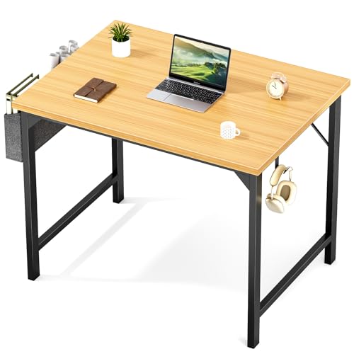 Sweetcrispy Computertisch, klein, 81,3 cm, Gaming-Schreibtisch, PC-Arbeitsplätze, Studenten, Kinder, Arbeitszimmer, Holz, moderner einfacher Stil, mit Aufbewahrungstasche und Eisenhaken für Büro, von Sweetcrispy