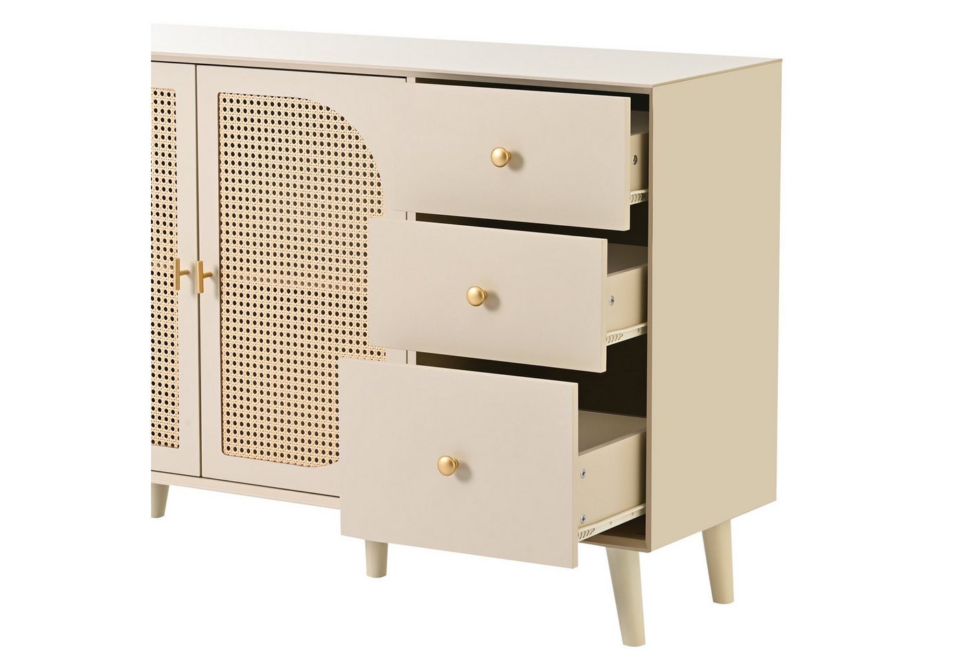 Sweiko Sideboard (Schrank mit Rattantüren und 3 Schubladen), großer Stauraum Sweiko Sideboard (Schrank mit Rattantüren und 3 Schubladen), großer Stauraum von Sweiko