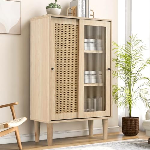Sweiko Sideboard,Rattan Kommode mit Kunststoff-Rattantüren und Schiebetüren aus Glas,Highboard Küchenschrank mit 6 Fächern Hinter den Türen,Mehrzweckschrank für Esszimmer und Wohnzimmer(60*40*100cm) Sweiko Sideboard,Rattan Kommode mit Kunststoff-Rattantüren und Schiebetüren aus Glas,Highboard Küchenschrank mit 6 Fächern Hinter den Türen,Mehrzweckschrank für Esszimmer und Wohnzimmer(60*40*100cm) von Sweiko