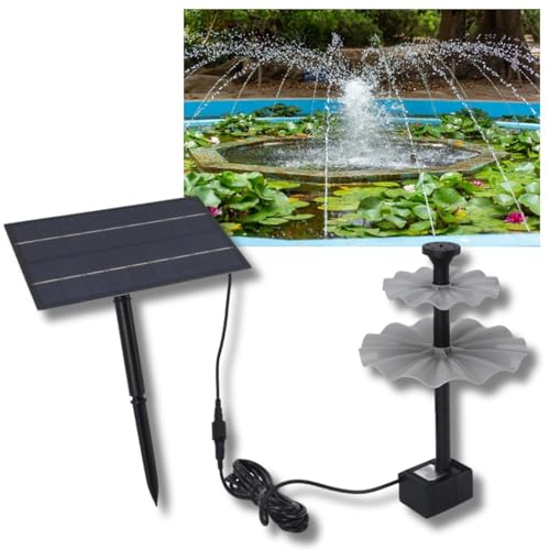 Sxhlseller Solarbrunnen, Solar Springbrunnen, Solarbetriebene Wasserpumpe Teichpumpe mit Sprühhöhenverstellung, 200L/h Durchflussmenge für Garten/Vogelbäder/Teiche/Hinterhofpool (4W) von Sxhlseller