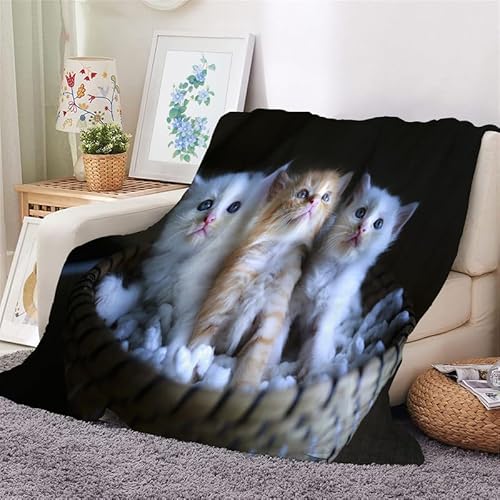 Kuscheldecke 150x200 Kätzchen Flauschig Decke Süßes Haustier Warm Flanell Fleecedecke für Sofa und Bett, Weich Gemütlich Wohndecke als Couchdecke Bettüberwurf Wohnzimmerdecke von Syhi Mdse
