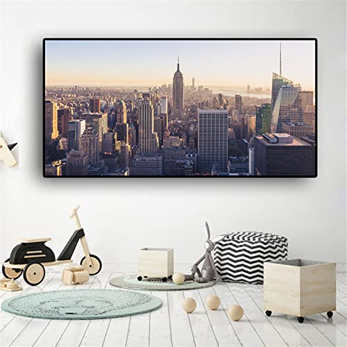 Diamond Painting Kits Stadt Manhattan Empire 5D Diamant Painting Bilder Kinder Set,DIY Malerei Erwachsene Malen nach Zahlen Strass Stickerei Kreuzstich Kunst für Home Wall Déco Square Drill,40x80cm von Syiboo