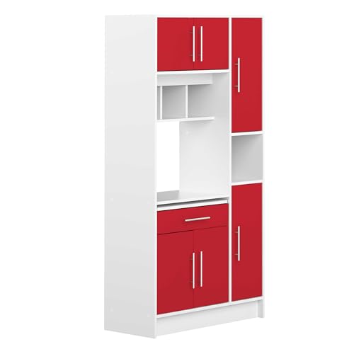 Symbiosis 8070 x 2179 a80 Servierwagen Buffet Mikrowelle Holz weiß/rot 88 x 180 x 40 cm von Symbiosis