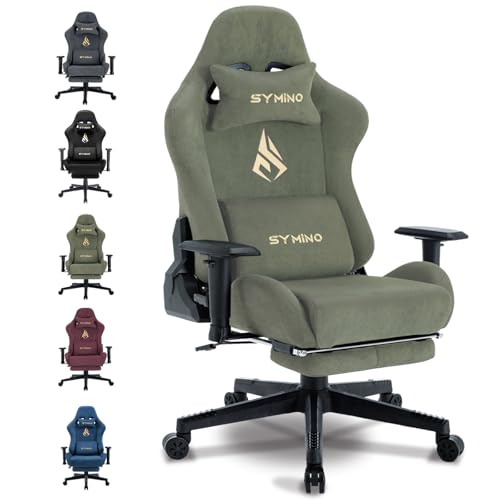 Symino Gaming Stuhl, Atmungsaktiver Bürostuhl aus Hochwertigem Stoff, So Weich Wie Pelz, Ergonomischer PC-Stuhl, Verstellbarer und Drehbarer Schreibtischstuhl mit Fußstütze, GRÜN Symino Gaming Stuhl, Atmungsaktiver Bürostuhl aus Hochwertigem Stoff, So Weich Wie Pelz, Ergonomischer PC-Stuhl, Verstellbarer und Drehbarer Schreibtischstuhl mit Fußstütze, GRÜN von Symino