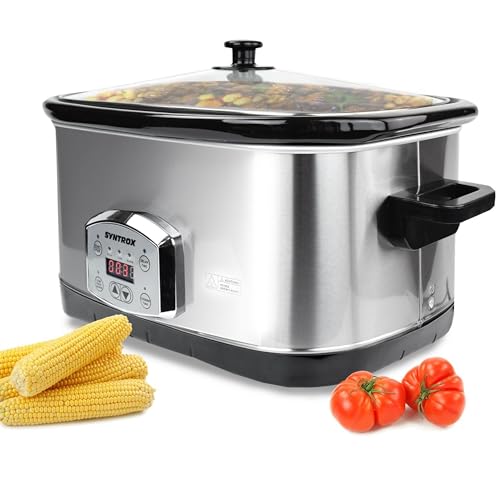 Syntrox Germany 7,5 l Slow Cooker | Schmortopf | Schongarer | Multikocher Lotel, Warmhaltefunktion, Spülmaschinenfest, Mikrowellengeeignet, Rutschfeste Standfüße von Syntrox Germany