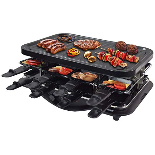 Syntrox Germany Raclette Grill Lausanne, 8 Personen, 16 Pfännchen, antihaftbeschichtet, Temperaturregelung, 1600W von Syntrox Germany