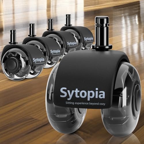 Sytopia Bürostuhl Rollen 10mm x 22 mm, Nur kompatibel mit 1KEA (Nicht für 11mm stuhlrollen), 5er Set Rollen für Bürostühle, Super Leise für Hartböden, Teppich, Schwarz, SYT von Sytopia